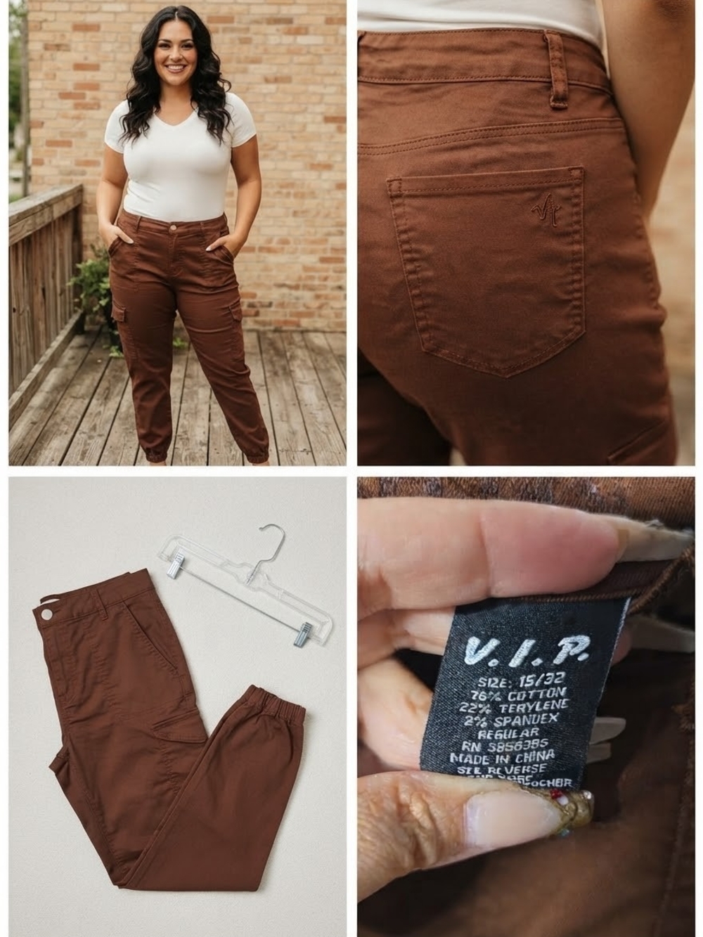 VIP Brown Women's Boyfriend Cargo Jeans